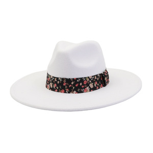 Sombrero Fedora de Fieltro de Lana Personalizado al por Mayor con Detalle de Cinta con Estampado Floral para Uso Casual de Negocios al Aire Libre - Product Image 4