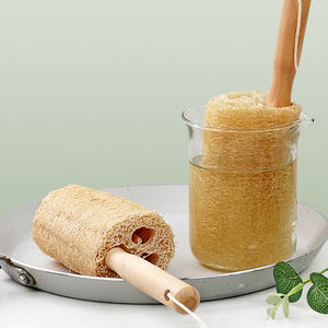 Fábrica al por mayor materia prima <span class=keywords><strong>de</strong></span> lufa natural con mango <span class=keywords><strong>de</strong></span> madera esponja <span class=keywords><strong>ducha</strong></span> cuerpo exfoliante depurador para plato taza herramienta <span class=keywords><strong>de</strong></span> cocina - Product Image 5