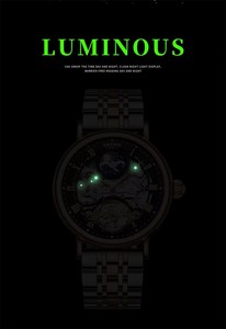 Drop Shipping KINYUED Men's Mechanical <b>Watch</b> Stainless Steel Band <b>Skeleton</b> Dial Moon Phase Roman Numerals Waterpr Luxury Fashion - Product Image 5