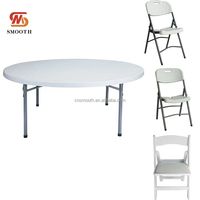 Table ronde pliable en plastique robuste au design moderne et élégant, tables de banquet portables pour la restauration en plein air, hôtel
