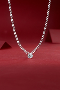 Catena in Argento Stile Cubano di Tendenza <span class=keywords><strong>con</strong></span> Moissanite Brillante <span class=keywords><strong>Solitario</strong></span>, Stile Lussuoso per Regali di Matrimonio e Feste - Product Image 5