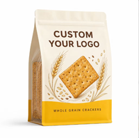 Sachet d'emballage personnalisé imprimé à fond plat avec fermeture à glissière pour biscuits aux céréales entières et craquelins multigrains