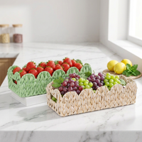 Panier de rangement en plastique tressé en forme d'éventail, style nordique, best-seller transfrontalier, organisateur de bureau pour objets divers, bac de rangement tressé à la main
