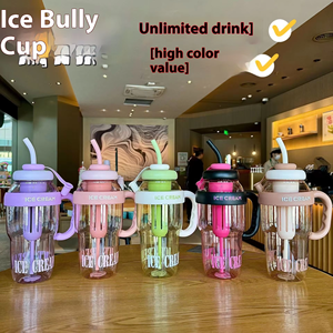 แก้วน้ำลายไอศกรีมสุดฮิต พร้อมหลอดและที่คน ขนาดใหญ่ ใช้ซ้ำได้ มีหูหิ้ว - Product Image 1