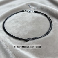 Collier en acier titane à double couche avec corde cirée pour femme, ras-de-cou inaltérable, chaîne de cou en cuir avec anneau simple