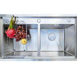 Handmade Stainless Steel 304 Top-Mount Double Bowl <b>Kitchen</b> <b>Sink</b> SM-8648 Two-Hole Design Wholesale/Distribution Vietnam-Model - Product Image 1