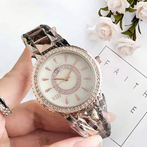 Montre de luxe pour femme en or avec lunette en strass, cadran à chiffres romains, bracelet élégant en acier inoxydable, montres à quartz pour femmes - Product Image 4