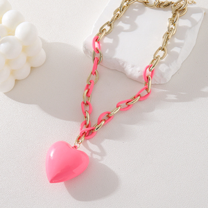 Customizable Fashion Boho <strong>Candy</strong> Colors Enamel Chain Heart Charm <strong>Necklace</strong> for Women's Anniversary Gift - Product Image 4