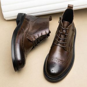 2025 Retro British Style Cowhide Ankle <b>Boots</b> Abrasion Resistant Fashionable and Classic Design Autumn and Winter Leather <b>Boots</b> - Product Image 1