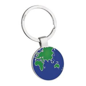 Llavero con Mapa del Mundo, Diseño de Eurasia, África y Australia, en Tono Plateado, Metal - Product Image 1