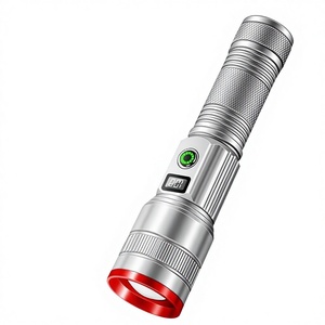 Lampe torche LED professionnelle haute puissance avec affichage numérique, rechargeable, longue portée, éclairage d'urgence extérieur, blanc - Product Image 1