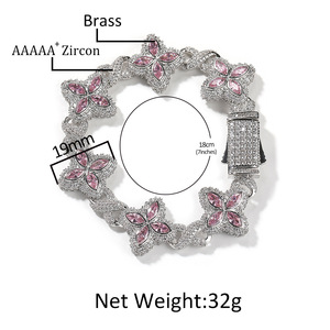 Pulsera de Lujo con Diseño de Trébol de Cuatro Hojas Infinito, con Circonitas 5A de Colores, Estilo Hip Hop, para Hombre y Mujer - Product Image 3