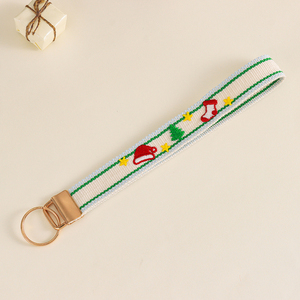 Anti Lost Mobile Phone Embroidery Christmas Lanyard Straps Safety Wristlet Keychain Anti Theft Strap for Women