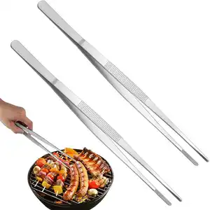 12 Inch Kitchen Stainless Steel Tweezer Tongs Extra Long Food Tweezers Tongs for BBQ Grilling Cooking Roasting