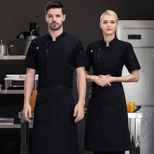 Veste d'été à manches courtes pour serveur et chef Chemises de cuisine pour barbecue, boulangerie, restaurant, bar, cuisine, uniforme, accessoires, manteau de chef. - Product Image 4