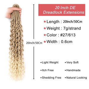 Dreadlocks synthétiques double extrémité de 24 pouces (0,6 cm) pour coiffures Rock&Roll, <span class=keywords><strong>Reggae</strong></span>, Hiphop, Goddess Locs, teintes, résistantes à la chaleur, fabriquées à la machine - Product Image 6