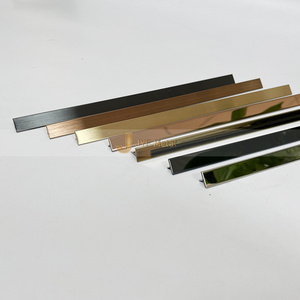 LL122 Bandes de garniture de carrelage en acier inoxydable poli miroir en forme de T pour décoration de sol/mur d'appartement et d'hôtel-Durable et étanche - Product Image 4