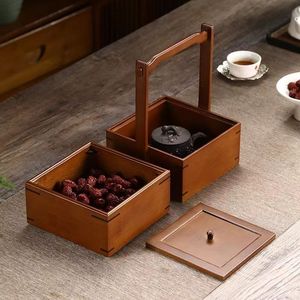 Caja de Regalo de Madera Estilo Chino Xuyuan, Rectangular, Doble Capa, Hecha a Mano, de Madera Maciza, para Té, Pasteles Lunares y Comida Tradicional - Product Image 4