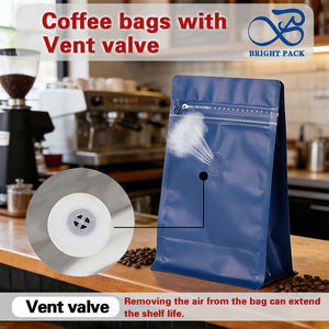 定制立式咖啡袋单向排气阀可重复密封拉链凹版印刷食品级保鲜散装包装 - Product Image 2