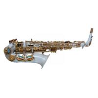 Saxophone alto Mi bémol laqué blanc avec clés laquées or, gravé à la main, instrument à vent en bois, vente en gros d'usine