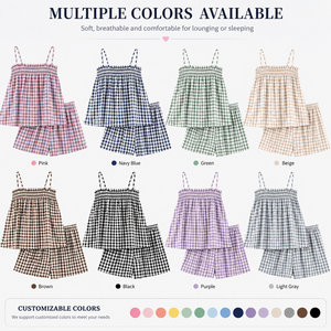 Damen Gingham Pyjama-Set: Camisole-Top und Shorts, Zweiteiliges Schlafanzug-Set, Weiche Bequeme Homewear, Lässige Nachtwäsche - Product Image 4
