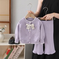 Conjunto de Dos Piezas para Niñas, Estilo Internet Celebrity, Otoño, Chaqueta de Suéter Infantil, Nuevo y Dulce