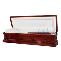 Cercueil funéraire en bois de luxe en acajou massif, artisanat extraordinaire, style américain, avec dessus sculpté