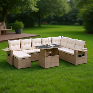 Pe <b>Rattan</b> Garden <b>Sofa</b> Set 6 Seater Outdoor Furniture Durable Contemporary Design - Product Image 2