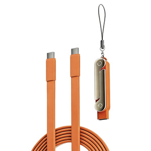 Cable de Datos USB Tipo C Plano con Funda Protectora, Cable de Sincronización de Datos Portátil - Product Image 1