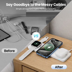 Chargeur sans fil magnétique personnalisé pas cher 15W, charge rapide, pliable, 3 en 1, <span class=keywords><strong>pour</strong></span> téléphone, montre, écouteurs - Product Image 3