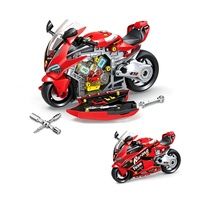 Kit de réparation mécanique de moto démontable pour enfants, ensemble de construction de moteur de moto DIY avec pulvérisation de brume, lumières et sons