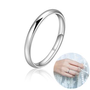 الجملة 925 فضة عالية مصقول عادي المفصل فنجر خواتم السلس 2 مللي متر رقيقة ميدي التراص لامعة شريط خاتم حجم 2-8.5 - Product Image 1
