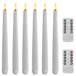 Juego de 6 Velas LED con Control Remoto, Llama Realista en 3D, Funciona con Pilas, Velas Cónicas - Product Image 1