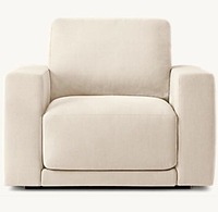 Eichenholz-Basis Einzelsofa Lässiges Wohnzimmermöbel Stoff-Armlehnensofa Moderner Weicher Sessel