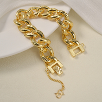 Pulsera de Cadena Cubana de Lujo, Gruesa, con Grabado en Relieve, Chapada en Oro, Eslabones Grandes, Hebilla Cuadrada, Cadena de Seguridad, Estilo Hip Hop para Mujer