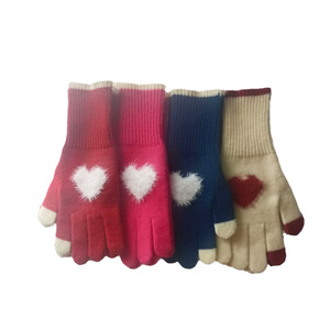 Bonito Rosto Coração Malha Luvas Inverno Macio Luvas Touchscreen Quente Windproof Luvas Térmicas para As Mulheres - Product Image 6