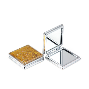 Espejo Compacto Cuadrado con Purpurina Flotante en Forma de Corazón, Polvo Brillante, Espejo de Maquillaje Plegable de Doble Cara con Cristal HD, Venta al por Mayor - Product Image 2