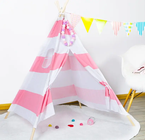 <span class=keywords><strong>Tente</strong></span> indienne de 180cm rayée en tissu de coton pour bébé et enfants, jouet avec sac de transport, pour la fête - Product Image 1