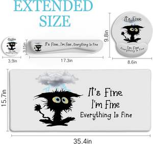 Alfombrilla de Escritorio Ergonómica Grande para Juegos y Oficina, con Soporte para Muñeca, Diseño Divertido de Gato Negro, Alfombrilla de Ratón Personalizada - Product Image 3