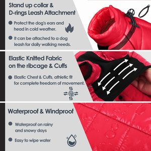 寒い天候冬反射防風フルボディフグコートフリーススノースーツウォーム防水小型犬ダウンジャケット4本足 - Product Image 4