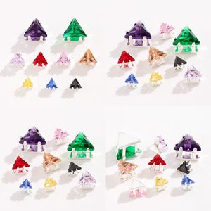 Nantong Triangular Zircon Claw Diamonds 4x4mm Silver Base DIY Jewelry Accessories <b>Crystal</b> Fashion Parts - Product Image 3