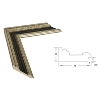 Moulure de cadre photo en pin massif 76x35mm, profil orné noir et argenté, moulure en bois pour peinture, miroir, décoration