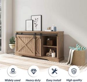 WEKIS Modern 3 FT <b>Mini</b> Cabinet Bypass Double Sliding Barn Door Hardware Track Kit Quiet Smooth Soundproof Steel Storage Window - Product Image 3