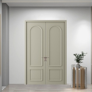 Puerta Francesa Doble de Madera Maciza Personalizada - Puerta Interior de Dormitorio con Pintura Horneada Multicapa para Uso en Hoteles y Villas - Product Image 5