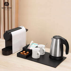 Bandeja de Bienvenida para Hotel con Hervidor Manual, Bandeja con Marco de MDF y Cuero Sintético para Uso Doméstico - Product Image 4