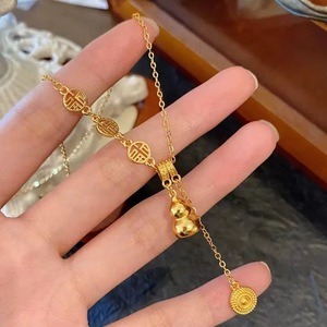 Auspicious Gourd Necklace Sand Gold Zinc Alloy Clavicle Chain Gift Fashion Jewelry - Product Image 5