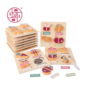 Set mainan sayuran buah anak-anak, Set magnetik papan bermain dapur kayu