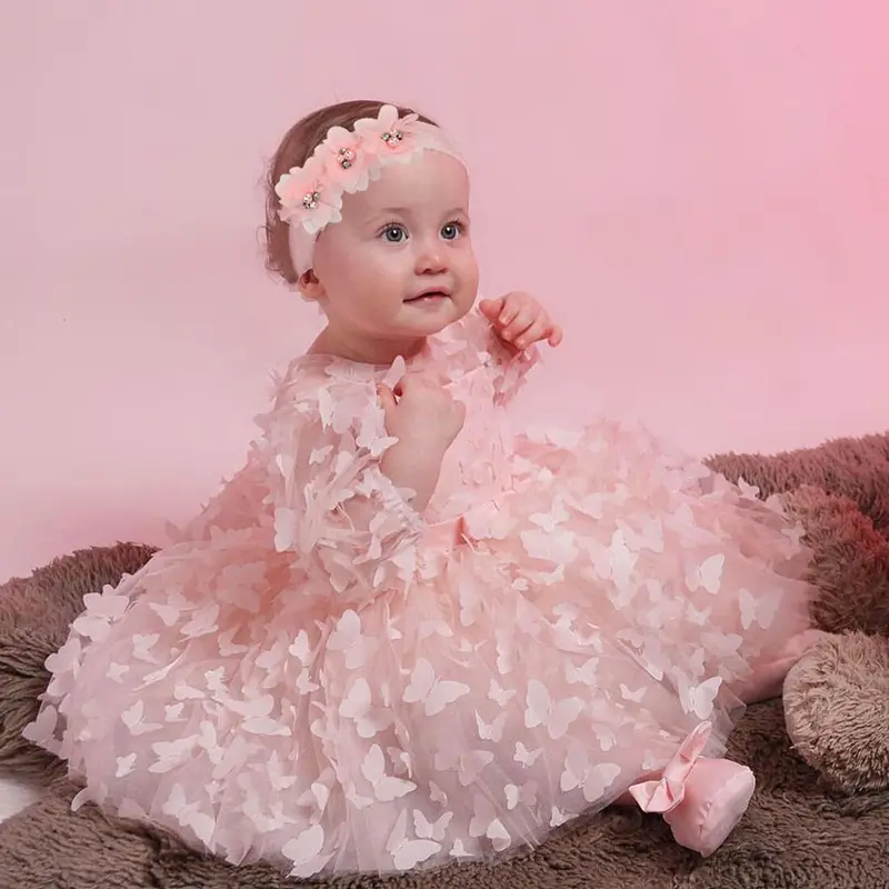 Wholesale Summer Newborn Baby Clothes 3D Flowers Short Sleeve Boutique Girl Dresses