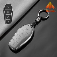 GZ Domi 2026 – Coque de protection intégrale en alliage de zinc et cuir PU pour clé de voiture BYD Qin/Yuan Pro avec porte-clés – Vente chaude