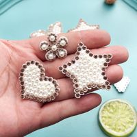 Patchs thermocollants classiques en strass et perles, motif cœur et nœud, auto-adhésifs double face pour vêtements DIY